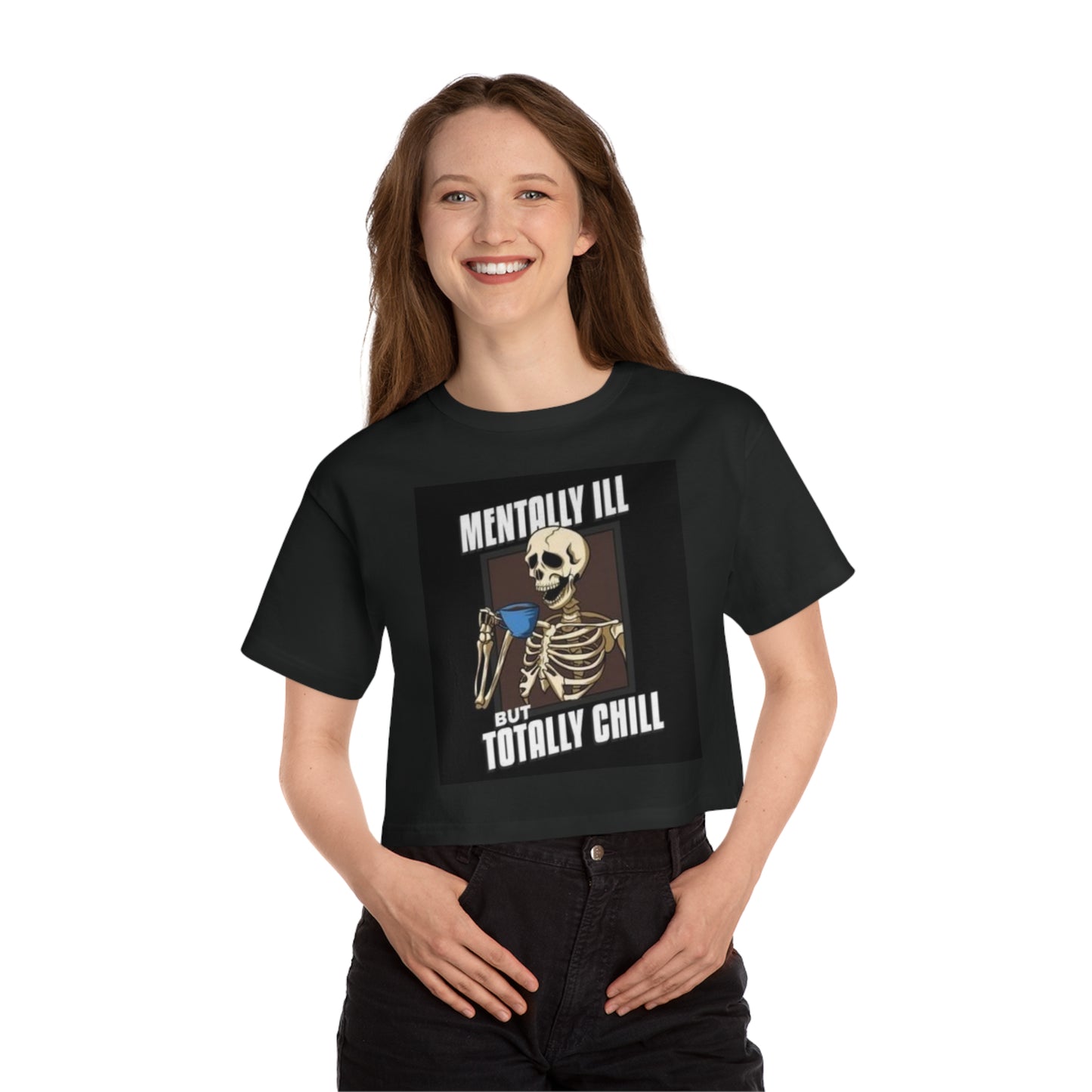 Skeleton Design Cropped T-Shirt