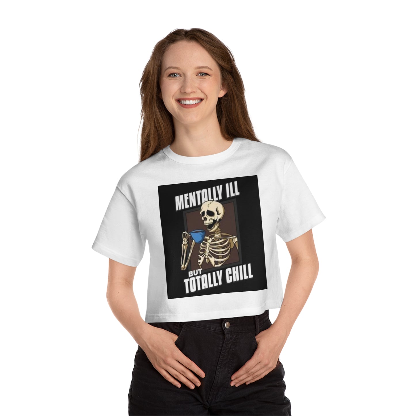 Skeleton Design Cropped T-Shirt
